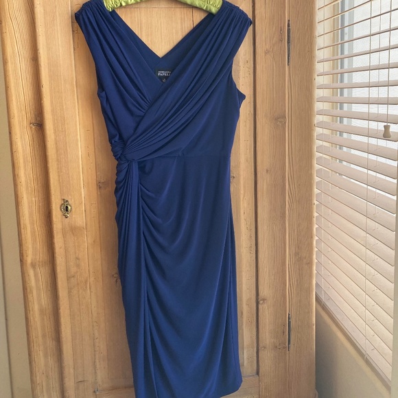 ADRIANNA PAPELL - Sapphire Blue Jersey Goddess/Cocktail Dress, Size 12. - Picture 1 of 4